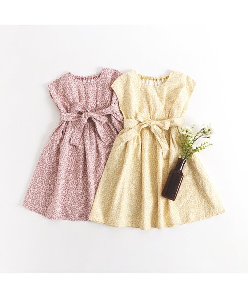 apres les cours（アプレレクール）の「WEB限定 お花＆チェック柄ロングワンピ（ワンピース・キッズ・ベージュ/ピンク/イエロー/ミント・80ｃｍ/90cm/110cm/100cm/120cm/130cm/140cm）」の10枚目の写真