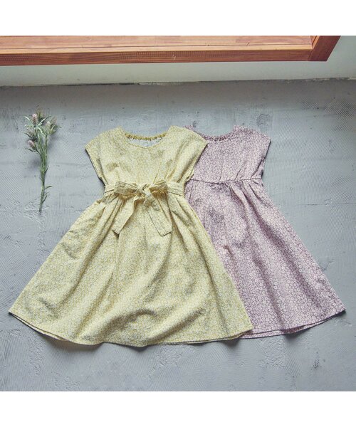 apres les cours（アプレレクール）の「WEB限定 お花＆チェック柄ロングワンピ（ワンピース・キッズ・ベージュ/ピンク/イエロー/ミント・80ｃｍ/90cm/110cm/100cm/120cm/130cm/140cm）」の9枚目の写真