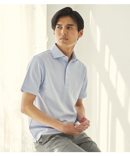 CROSSPLUS ONLINE（クロスプラスオンライン）の「【bizcos】ﾋﾞｽﾞｺｽ　カッタウェイカノコポロシャツ / スマートフィット（ポロシャツ・メンズ・ホワイト/ブラック/ネイビー/サックスブルー・L2/L3/M2/M3/LL3/LL4）」の15枚目の写真