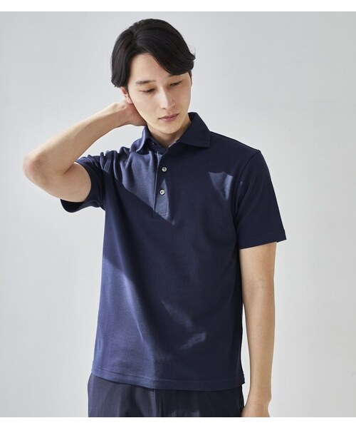 CROSSPLUS ONLINE（クロスプラスオンライン）の「【bizcos】ﾋﾞｽﾞｺｽ　カッタウェイカノコポロシャツ / スマートフィット（ポロシャツ・メンズ・ホワイト/ブラック/ネイビー/サックスブルー・L2/L3/M2/M3/LL3/LL4）」の11枚目の写真