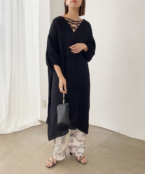 Shelly island（シェリーアイランド）の「アート柄イージーパンツ（その他パンツ・レディース・パープル/オレンジ・M）」の8枚目の写真