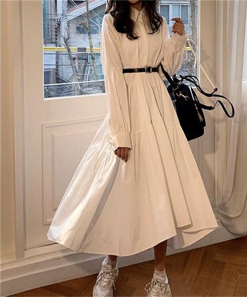 スタイリスト のファッション ティアードフレアワンピースベルト付き ワンピース Free ワンピース セール Free Stylists フリー