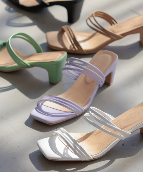 KOBE LETTUCE（コウベレタス）の「スクエアトゥナローストラップミュールサンダル（サンダル・レディース・ブラック/アイボリー/ミント/ラベンダー/グレイッシュベージュ・LL/S/M/L）」の5枚目の写真