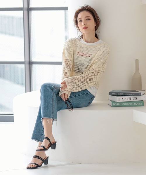 KOBE LETTUCE（コウベレタス）の「スクエアトゥナローストラップミュールサンダル（サンダル・レディース・ブラック/アイボリー/ミント/ラベンダー/グレイッシュベージュ・LL/S/M/L）」の6枚目の写真