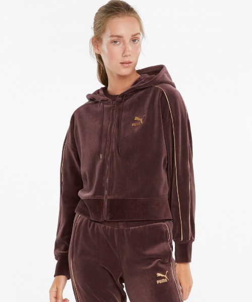 PUMA ICONIC T7 VELOUR FULL-ZIP HOOD / プーマ アイコニック ティーセブン ベロア フルジップ フーディー