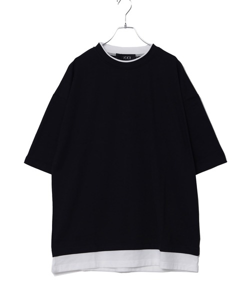 SILVER BULLET(シルバーバレット)の「『vicci/ヴィッチ』フェイクレイヤードクルーネック半袖ビッグTシャツ(Tシャツ/カットソー・メンズ・ホワイト/オリーブ/ブラック/ブラウン/チャコール/ブルー/グレー系その他・L/XL/M)」の9枚目の写真