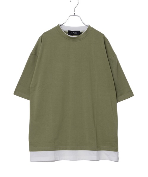 SILVER BULLET(シルバーバレット)の「『vicci/ヴィッチ』フェイクレイヤードクルーネック半袖ビッグTシャツ(Tシャツ/カットソー・メンズ・ホワイト/オリーブ/ブラック/ブラウン/チャコール/ブルー/グレー系その他・L/XL/M)」の17枚目の写真