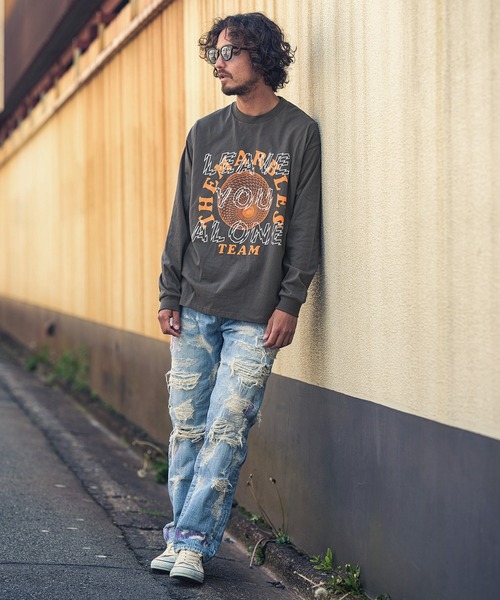 MARBLES（マーブルズ）の「mlt3401-STANDARD LS TEE (LEAVE YOU ALONE) Tシャツ（Tシャツ/カットソー・メンズ・チャコール/レッド/ネイビー・S/M/XL/L）」の9枚目の写真