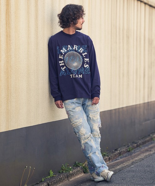 MARBLES（マーブルズ）の「mlt3401-STANDARD LS TEE (LEAVE YOU ALONE) Tシャツ（Tシャツ/カットソー・メンズ・チャコール/レッド/ネイビー・S/M/XL/L）」の12枚目の写真