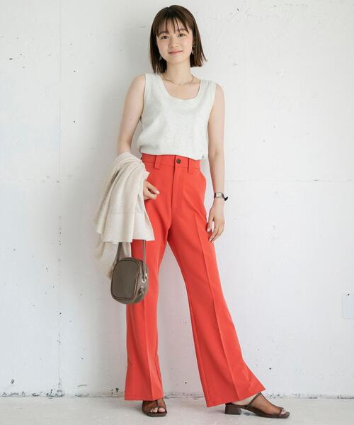 coen（コーエン）の「ドライギャバスリットカラーフレアパンツ（スラックス・レディース・ダークグリーン/ライム/ブラック/ターコイズブルー/オレンジ系その他・LARGE/MEDIUM/X-SMALL/SMALL）」の12枚目の写真