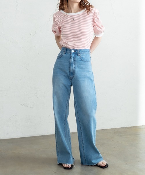 mystic（ミスティック）の「ランダムリブ半袖パフTシャツ（Tシャツ/カットソー・レディース・ブラック/イエロー/オレンジ・FREE）」の18枚目の写真