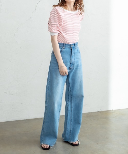 mystic（ミスティック）の「ランダムリブ半袖パフTシャツ（Tシャツ/カットソー・レディース・ブラック/イエロー/オレンジ・FREE）」の21枚目の写真