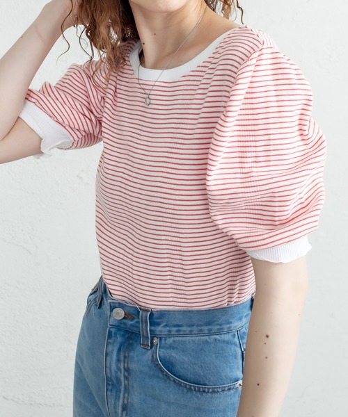 mystic（ミスティック）の「ランダムリブ半袖パフTシャツ（Tシャツ/カットソー・レディース・ブラック/イエロー/オレンジ・FREE）」の19枚目の写真