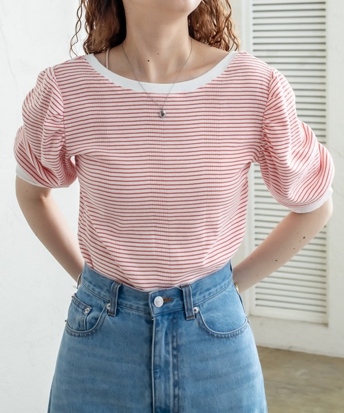 mystic（ミスティック）の「ランダムリブ半袖パフTシャツ（Tシャツ/カットソー・レディース・ブラック/イエロー/オレンジ・FREE）」の22枚目の写真