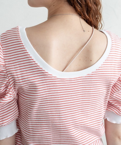 mystic（ミスティック）の「ランダムリブ半袖パフTシャツ（Tシャツ/カットソー・レディース・ブラック/イエロー/オレンジ・FREE）」の16枚目の写真