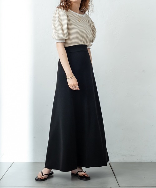 mystic（ミスティック）の「ランダムリブ半袖パフTシャツ（Tシャツ/カットソー・レディース・ブラック/イエロー/オレンジ・FREE）」の8枚目の写真