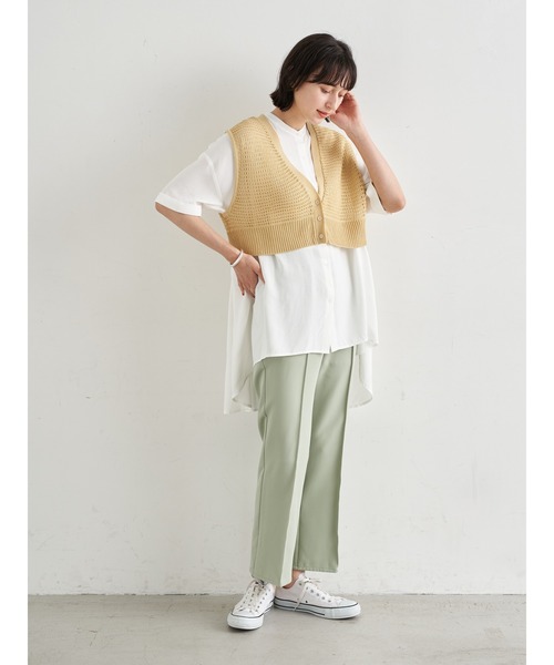 earth music&ecology（アースミュージックアンドエコロジー）の「メッシュニットビスチェ  ＊（ベスト・レディース・イエロー/ベージュ/その他8・FREE）」の4枚目の写真