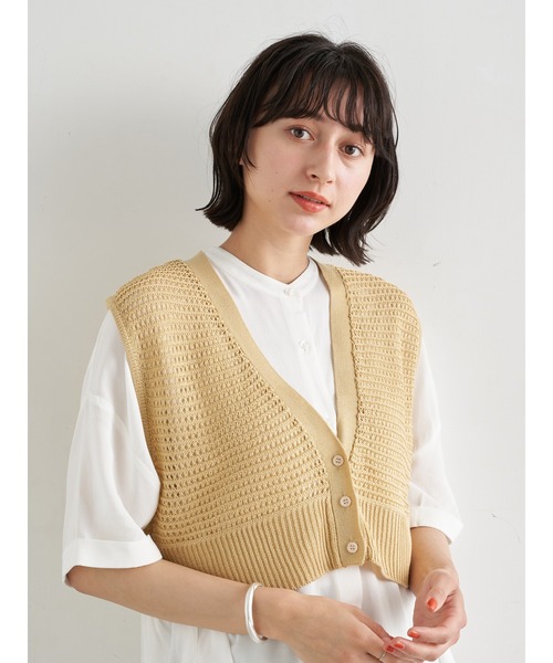 earth music&ecology（アースミュージックアンドエコロジー）の「メッシュニットビスチェ  ＊（ベスト・レディース・イエロー/ベージュ/その他8・FREE）」の14枚目の写真