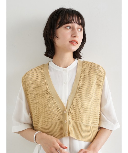 earth music&ecology（アースミュージックアンドエコロジー）の「メッシュニットビスチェ  ＊（ベスト・レディース・イエロー/ベージュ/その他8・FREE）」の12枚目の写真