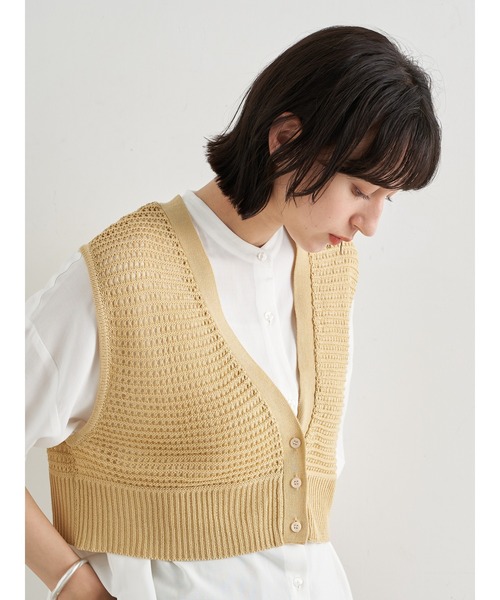 earth music&ecology（アースミュージックアンドエコロジー）の「メッシュニットビスチェ  ＊（ベスト・レディース・イエロー/ベージュ/その他8・FREE）」の16枚目の写真