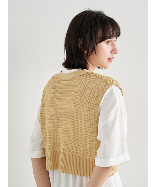 earth music&ecology（アースミュージックアンドエコロジー）の「メッシュニットビスチェ  ＊（ベスト・レディース・イエロー/ベージュ/その他8・FREE）」の8枚目の写真