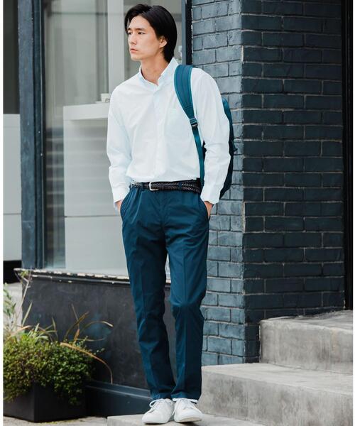 WORK TRIP OUTFITS GREEN LABEL RELAXING(ワークトリップアウトフィッツグリーンレーベル リラクシング)の「< 機能 / イージーアイロン・吸水速乾・ストレッチ >WTO ラッカン スリム ボタンダウンシャツ(ビジネスシャツ・メンズ・ホワイト/ライトブルー・SMALL/X-LARGE/MEDIUM/LARGE)」の3枚目の写真