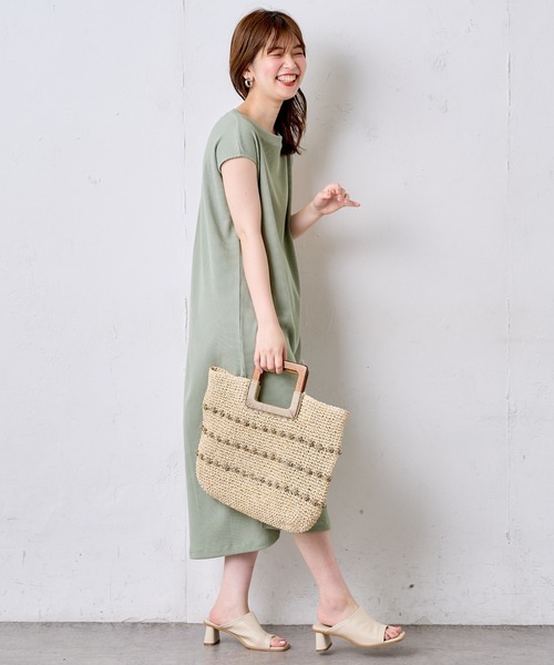 natural couture（ナチュラルクチュール）の「Dかんベルト付きサーマルワンピース（ワンピース・レディース・アイボリー/ブラック/グリーン系その他/ラベンダー/キャメル・FREE）」の3枚目の写真