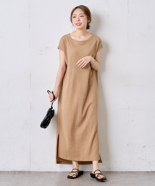 natural couture（ナチュラルクチュール）の「Dかんベルト付きサーマルワンピース（ワンピース・レディース・アイボリー/ブラック/グリーン系その他/ラベンダー/キャメル・FREE）」の5枚目の写真