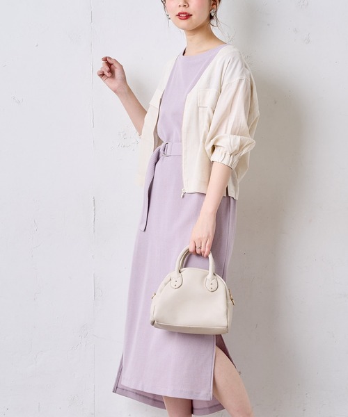 natural couture（ナチュラルクチュール）の「Dかんベルト付きサーマルワンピース（ワンピース・レディース・アイボリー/ブラック/グリーン系その他/ラベンダー/キャメル・FREE）」の8枚目の写真