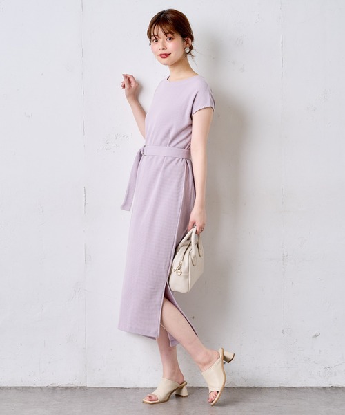 natural couture（ナチュラルクチュール）の「Dかんベルト付きサーマルワンピース（ワンピース・レディース・アイボリー/ブラック/グリーン系その他/ラベンダー/キャメル・FREE）」の17枚目の写真