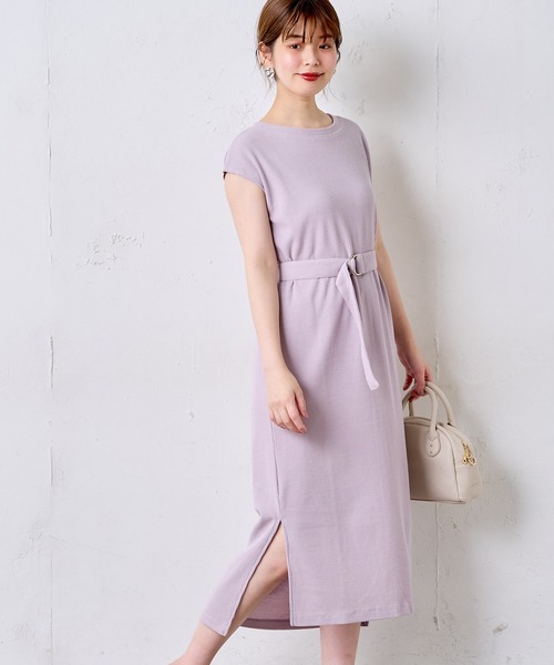 natural couture（ナチュラルクチュール）の「Dかんベルト付きサーマルワンピース（ワンピース・レディース・アイボリー/ブラック/グリーン系その他/ラベンダー/キャメル・FREE）」の13枚目の写真