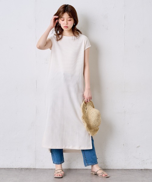 natural couture（ナチュラルクチュール）の「Dかんベルト付きサーマルワンピース（ワンピース・レディース・アイボリー/ブラック/グリーン系その他/ラベンダー/キャメル・FREE）」の6枚目の写真