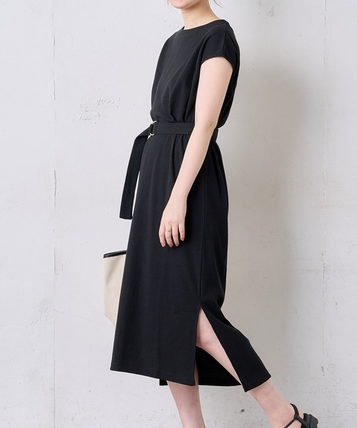 natural couture（ナチュラルクチュール）の「Dかんベルト付きサーマルワンピース（ワンピース・レディース・アイボリー/ブラック/グリーン系その他/ラベンダー/キャメル・FREE）」の7枚目の写真