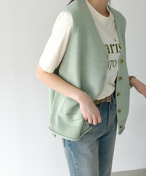 fd style(エフディ スタイル)の「【Chuzchuz】ポケットVネックベスト(ベスト・レディース・ネイビー/ピンク/アイボリー/ミント・FREE)」の22枚目の写真