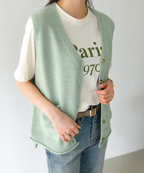 fd style(エフディ スタイル)の「【Chuzchuz】ポケットVネックベスト(ベスト・レディース・ネイビー/ピンク/アイボリー/ミント・FREE)」の16枚目の写真