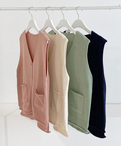 fd style(エフディ スタイル)の「【Chuzchuz】ポケットVネックベスト(ベスト・レディース・ネイビー/ピンク/アイボリー/ミント・FREE)」の18枚目の写真
