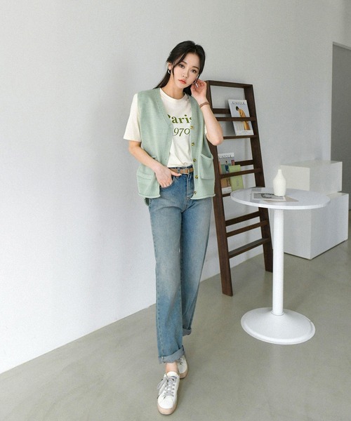 fd style(エフディ スタイル)の「【Chuzchuz】ポケットVネックベスト(ベスト・レディース・ネイビー/ピンク/アイボリー/ミント・FREE)」の20枚目の写真