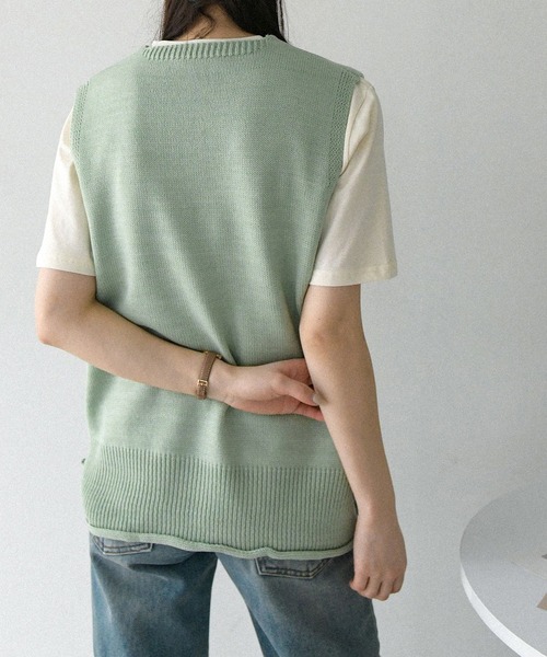 fd style(エフディ スタイル)の「【Chuzchuz】ポケットVネックベスト(ベスト・レディース・ネイビー/ピンク/アイボリー/ミント・FREE)」の13枚目の写真