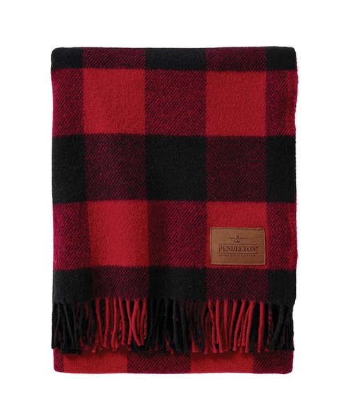 PENDLETON(ペンドルトン)の「MOTOR ROBE W/LEATHER CARRIER(ストール/ショール・メンズ・チャコールグレー/レッド/ブラウン系その他/キャメル/レッド系その他・ONE SIZE)」の4枚目の写真