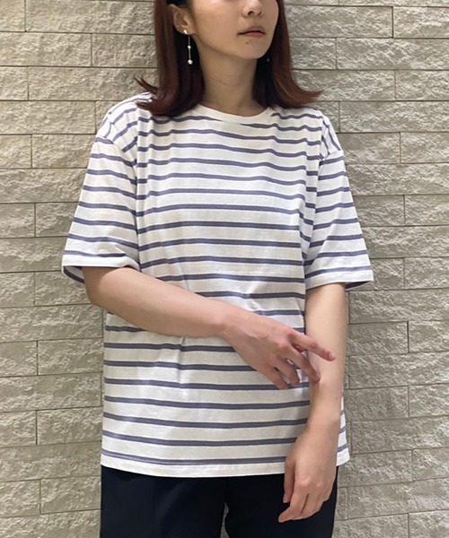 セール トップス サイドスリットボーダーt Tシャツ カットソー Lurem ルアム のファッション