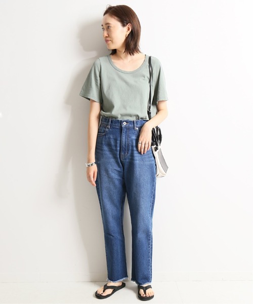 SLOBE IENA(スローブイエナ)の「ドライ天竺ニュアンスネックTシャツ【手洗い可能】◆(Tシャツ/カットソー・レディース・ライトグレー/グリーン/チャコールグレー/ブラック系その他・FREE)」の7枚目の写真