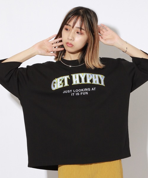 PBLIM（ページボーイリム）の「【PAGEBOYLIM】シシュウロゴビックT（Tシャツ/カットソー・レディース・チャコールグレー/ブラック/オレンジ・MEDIUM/LARGE）」の2枚目の写真