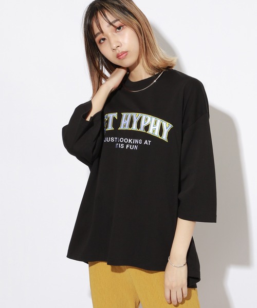 PBLIM（ページボーイリム）の「【PAGEBOYLIM】シシュウロゴビックT（Tシャツ/カットソー・レディース・チャコールグレー/ブラック/オレンジ・MEDIUM/LARGE）」の4枚目の写真
