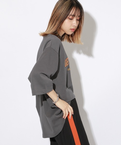 PBLIM（ページボーイリム）の「【PAGEBOYLIM】シシュウロゴビックT（Tシャツ/カットソー・レディース・チャコールグレー/ブラック/オレンジ・MEDIUM/LARGE）」の16枚目の写真