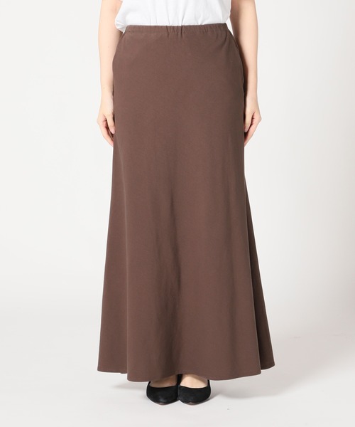 SLOBE IENA（スローブイエナ）の「強撚天竺ロングフレアスカート【ウエストゴム/手洗い可能】◆（スカート・レディース・ブラック/ブラウン・FREE）」の3枚目の写真