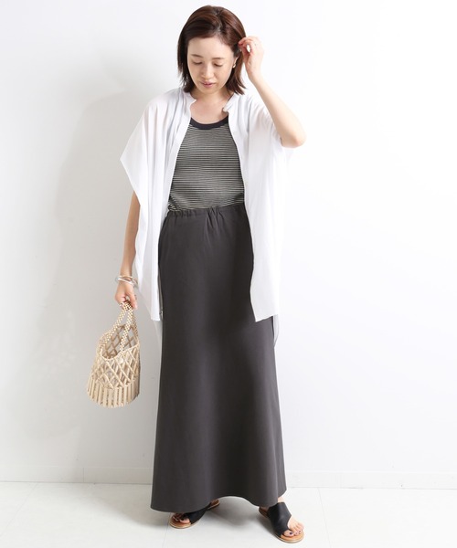 SLOBE IENA（スローブイエナ）の「強撚天竺ロングフレアスカート【ウエストゴム/手洗い可能】◆（スカート・レディース・ブラック/ブラウン・FREE）」の16枚目の写真