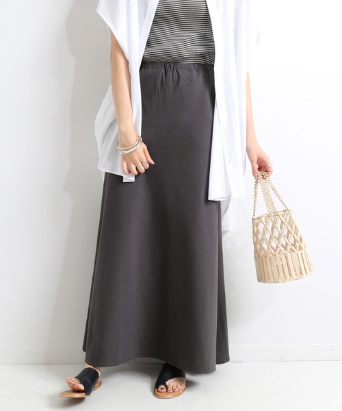 SLOBE IENA（スローブイエナ）の「強撚天竺ロングフレアスカート【ウエストゴム/手洗い可能】◆（スカート・レディース・ブラック/ブラウン・FREE）」の14枚目の写真