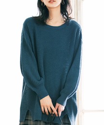 ワッフル編バルーン袖ニット