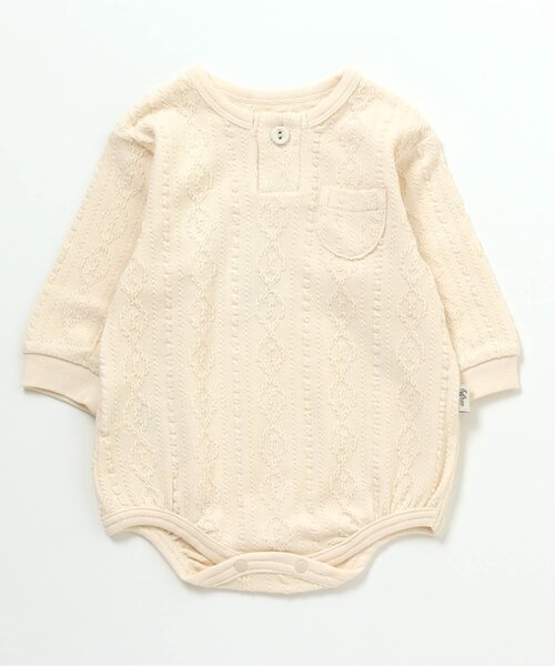apres les cours（アプレレクール）の「/ケーブルジャガードボディースーツ（肌着・キッズ・アイボリー/サックスブルー・70/80）」の2枚目の写真