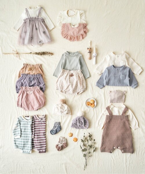 apres les cours（アプレレクール）の「/ケーブルジャガードボディースーツ（肌着・キッズ・アイボリー/サックスブルー・70/80）」の4枚目の写真